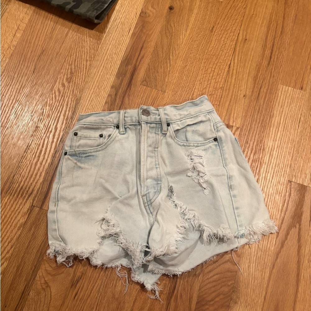 PacSun Light Wash Frayed Denim Shorts